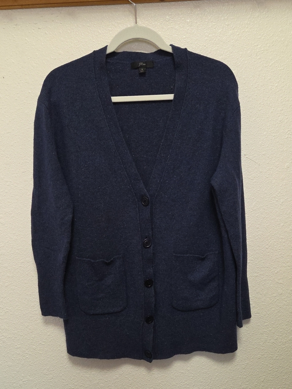 J. Crew Navy Button-Front V-Neck Cardigan with Pockets